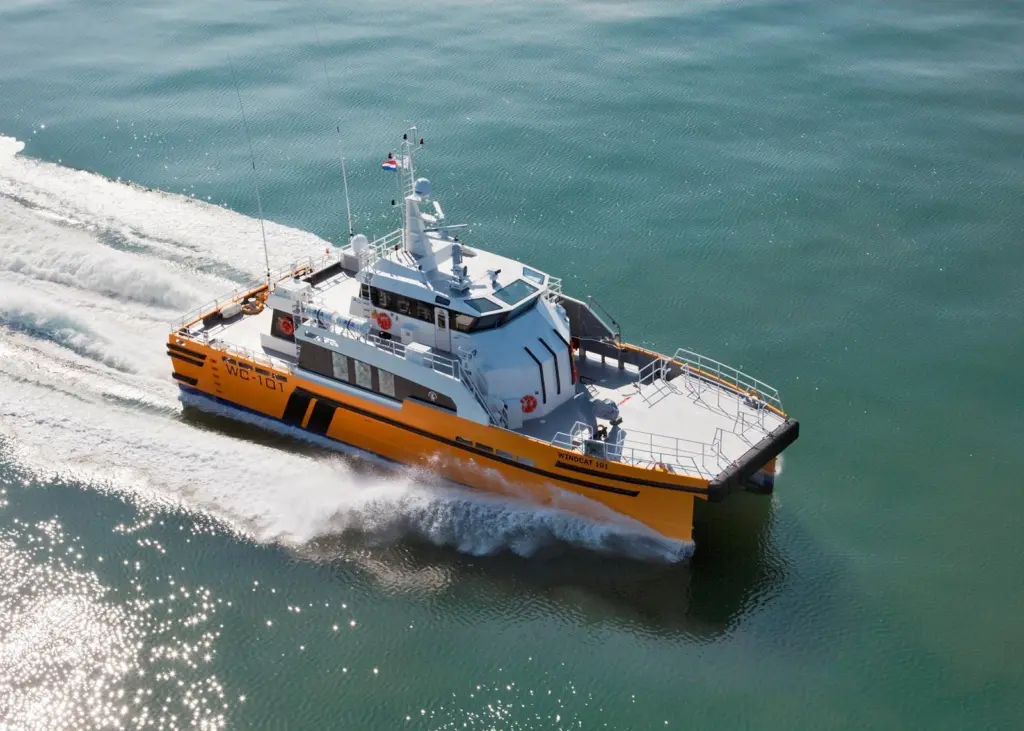 The new WindCat design can accommodate a 20 ft container on the foredeck and a 10 ft box on the aft deck.