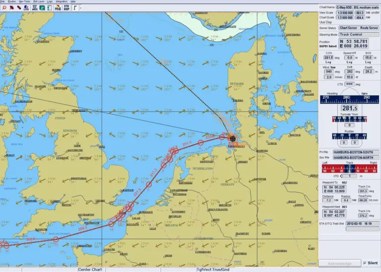 The new feature combines sea chart and weather chart in one display.