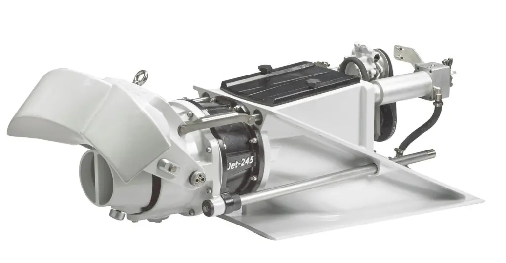 Combi-Frame construction allows the 245 Jet to be installed either outside or inside the hull