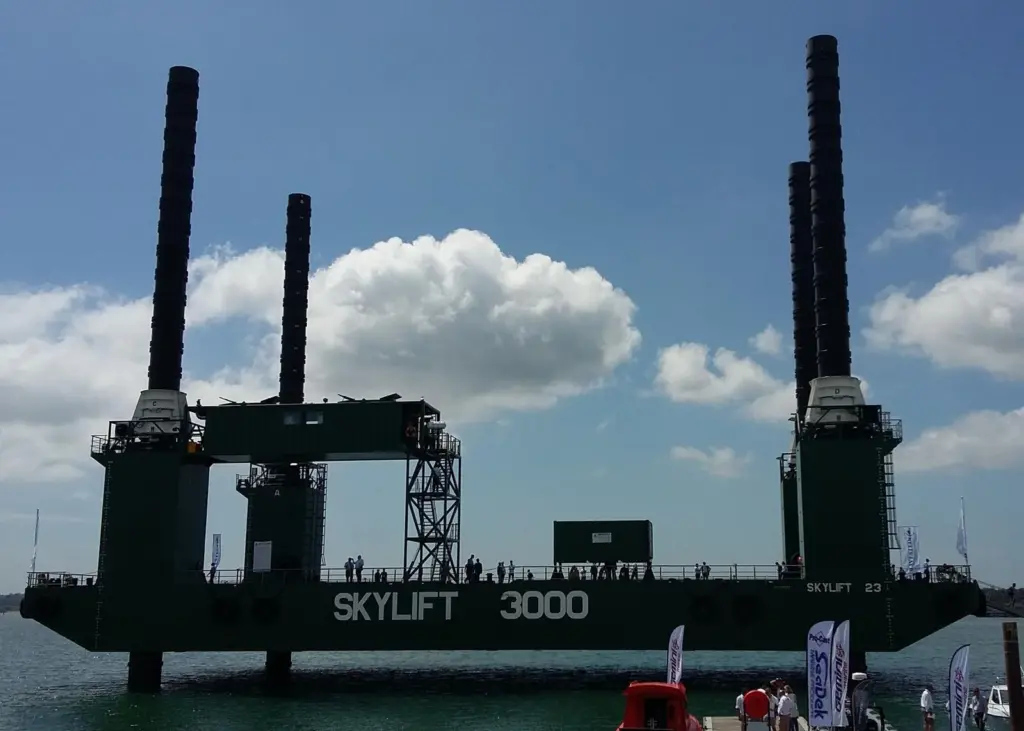 The Skylift 3000 platform on show at Seawork is currently being used as a demo and lease vessel