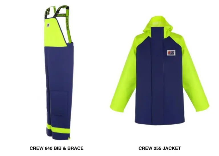 Stormline’s Crew 640 bib overalls and Crew 225 jacket range feature heavy duty ‘glove-friendly’ zippers