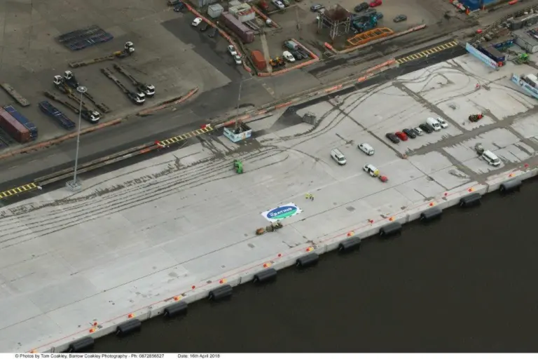 The fenders were in place for the arrival of the first cruise vessels on April 16. Photo: Tom Coakley, Barrow Coakley Photography