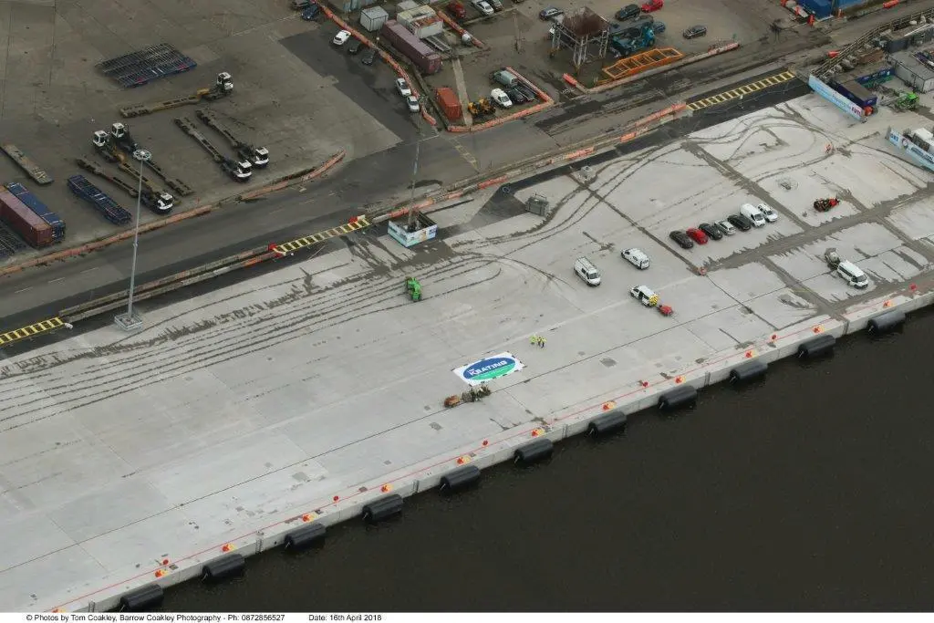 The fenders were in place for the arrival of the first cruise vessels on April 16. Photo: Tom Coakley, Barrow Coakley Photography