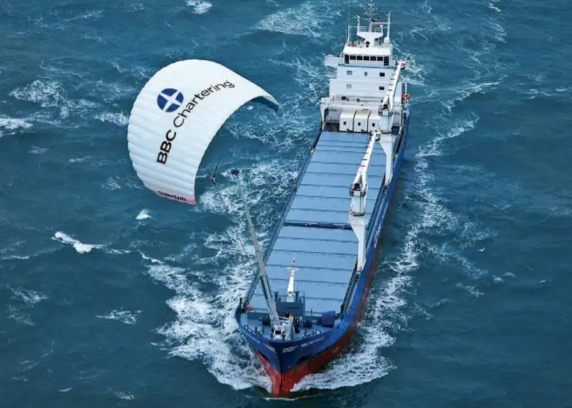 Commercially available auxiliary kite propulsion system from SkySails Group GmbH (Photo: SkySails)