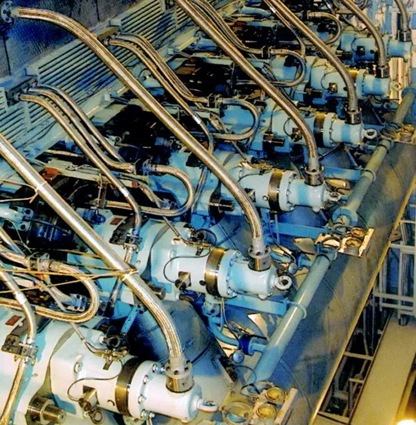 The first Sulzer RT-flex common-rail marine diesel is now at risk