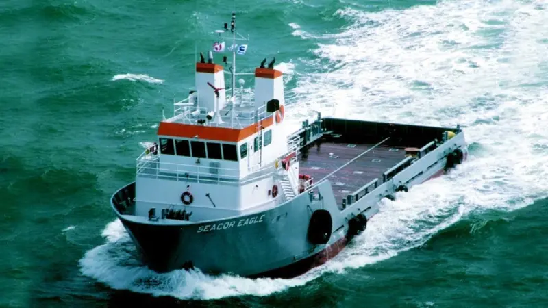 The Bollinger built M/V Seacor Eagle undergoes sea trials in the Gulf of Mexico.