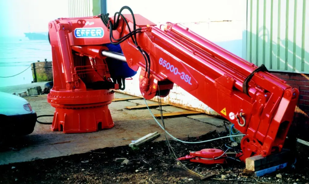 The first of two Effer 65 cranes awaits installation at the Hepworth Shipyard in Paull, near Hull.