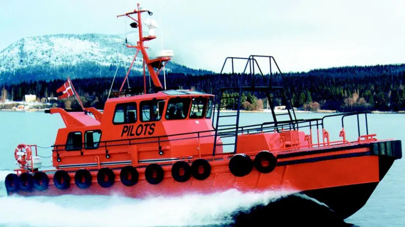 An AP 14000 pilot launch from Dockstavarvet is pictured during trials of a previous delivery to the Danish Pilotage Authority.