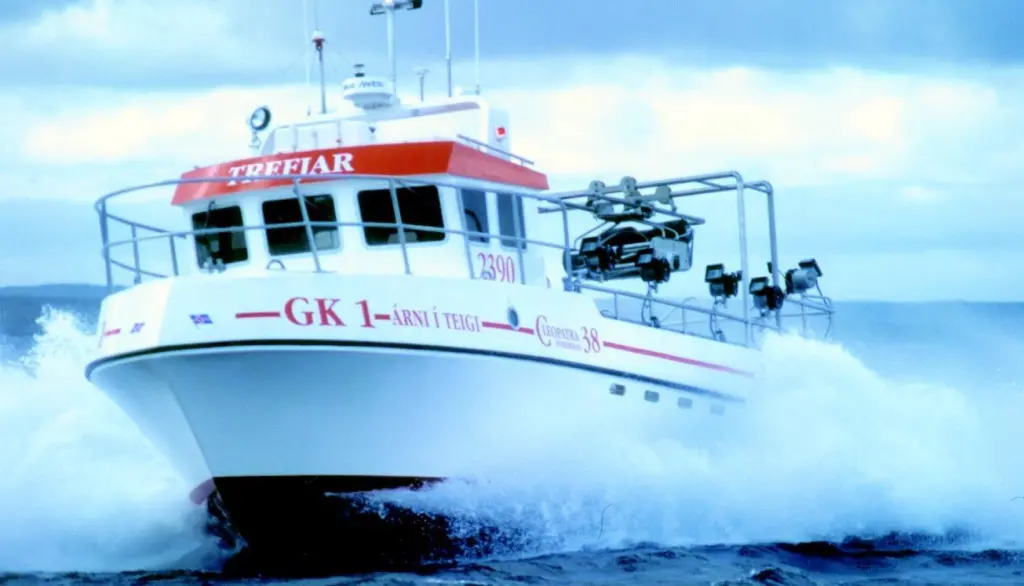A Fisherman version of the Cleopatra 38 demonstrates the stability which will serve it well when used as a survey vessel.