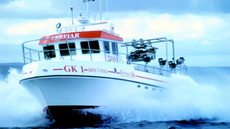 A Fisherman version of the Cleopatra 38 demonstrates the stability which will serve it well when used as a survey vessel.