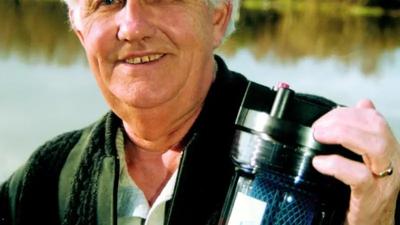 Barrie Stubbs shows the Wavestream bilge filter which saved him a &pound;500 fine in France.