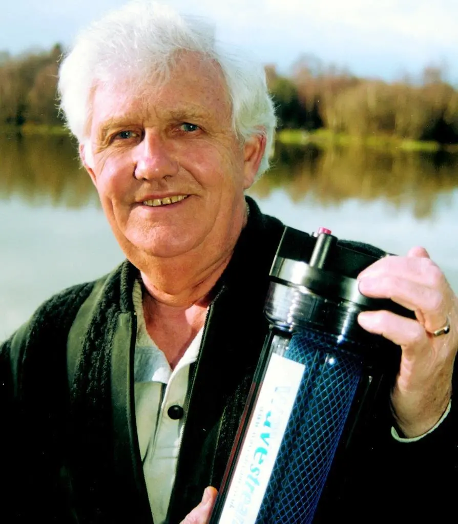 Barrie Stubbs shows the Wavestream bilge filter which saved him a &pound;500 fine in France.