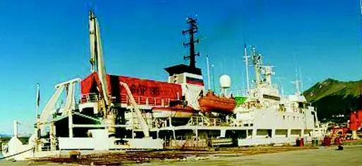 The Russian Academy of Sciences multi-purpose research ship, Akademik Boris Petrov, which is being equipped with new multibeam and parametric echosounders for seafloor mapping operations in the North Atlantic and Arctic.