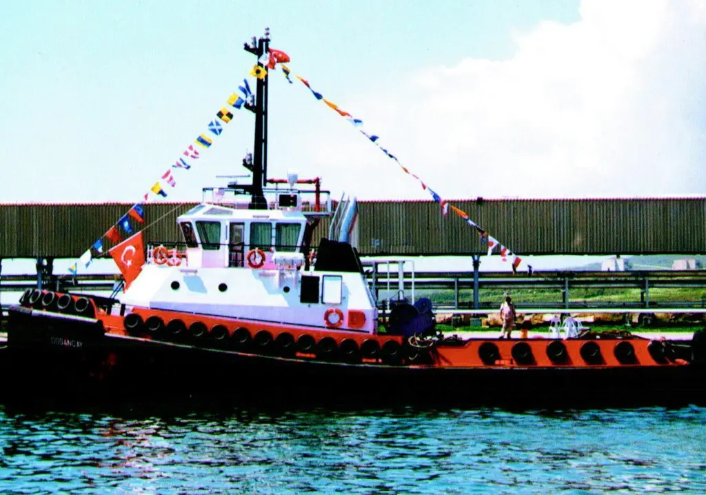 Dogancay IV alongside in Turkey during the hand-over and flag changing ceremony.