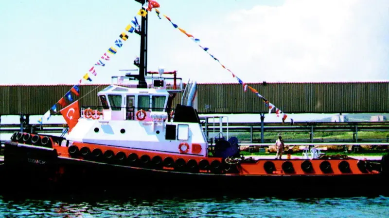 Dogancay IV alongside in Turkey during the hand-over and flag changing ceremony.