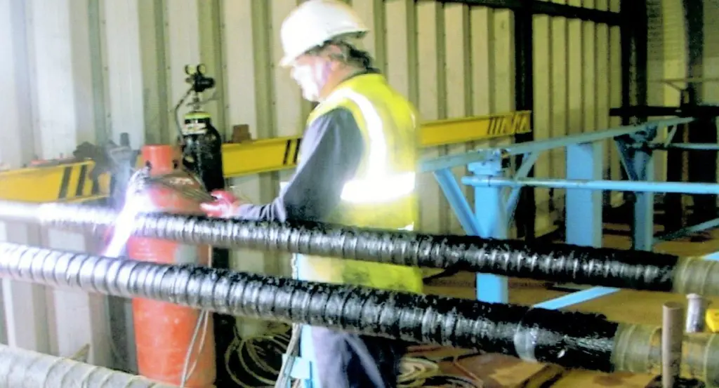 Tie rods for the new Scrabster ferry berth are wrapped for protection.