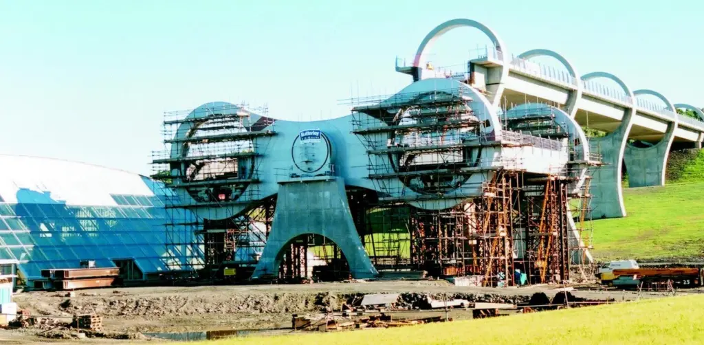 The Falkirk Wheel during construction.