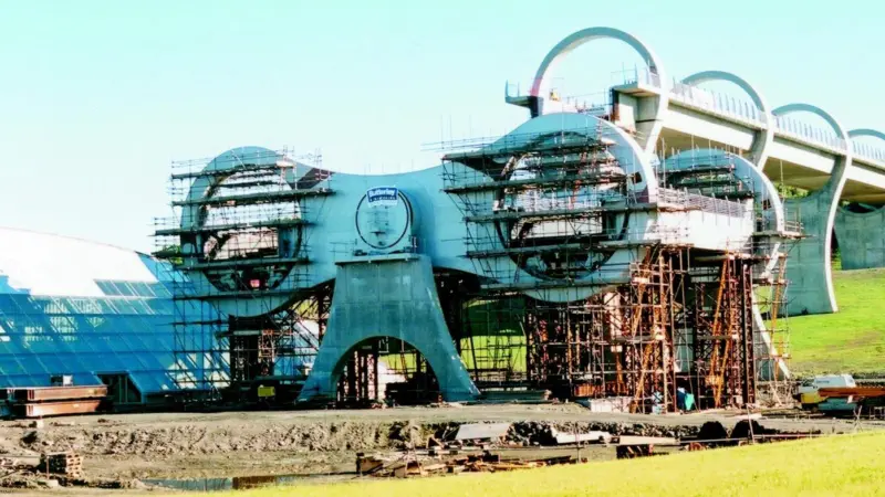 The Falkirk Wheel during construction.