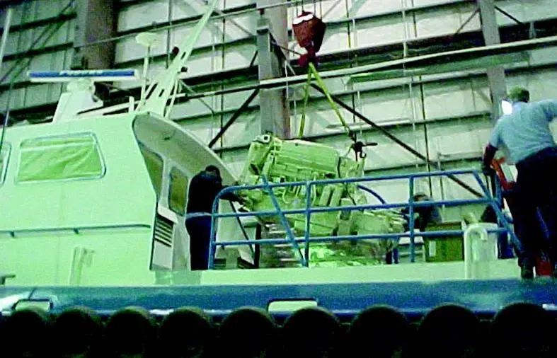 Repower installation work underway in Savannahs Palmer Johnson yard.