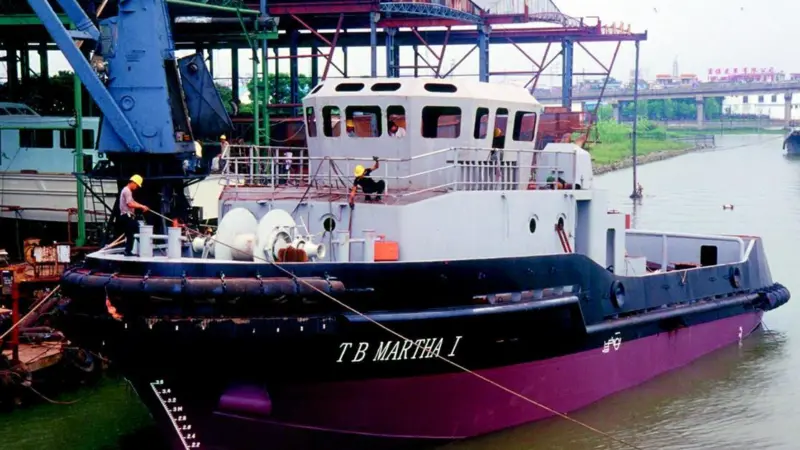 The tug T.B. Martha 1 at the fitting out dock.