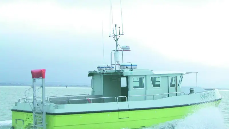 During inspection, 3 tonnes of crew and equipment were placed on one side of Spartacat and the vessel listed by only 1.8 degrees.