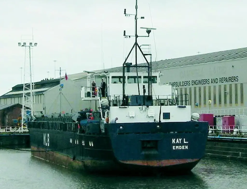 The Kay L is the first vesel to drydock at Birkenhead under new owners the A&P Group.