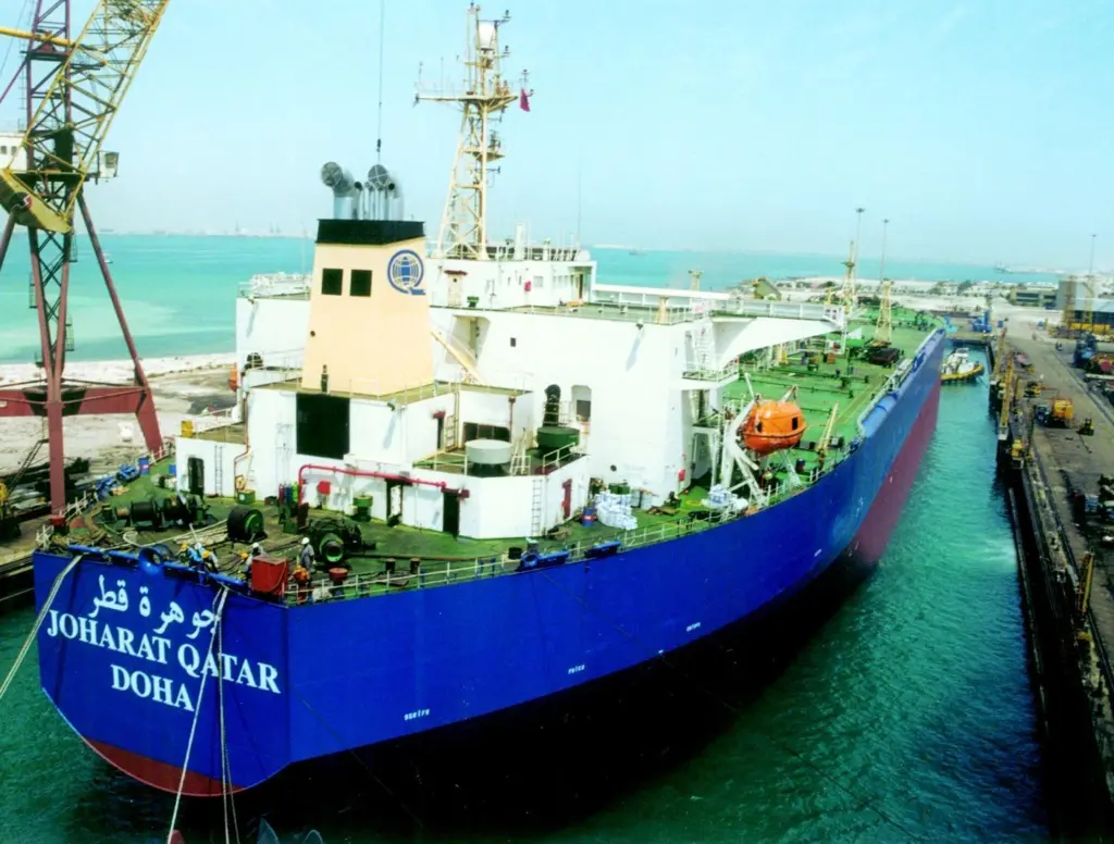 The 91,717 Joharat Qatar was among the 23 vessels repaired at Bahrains ASRY yard between April and June of this year.