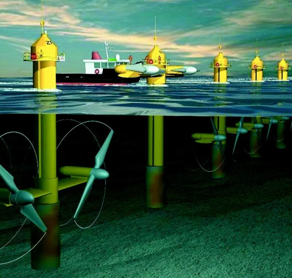 MCT turbines are suited to high density placements and can be lifted for maintenance.