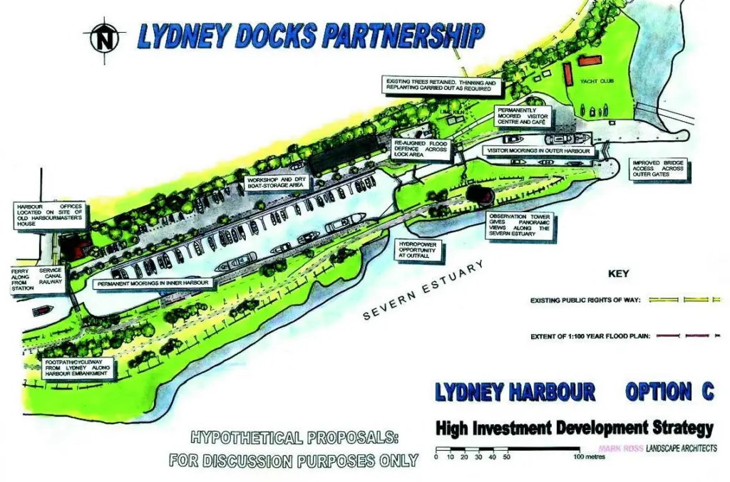 Drawing showing one of the proposed development plans for Lydney docks.