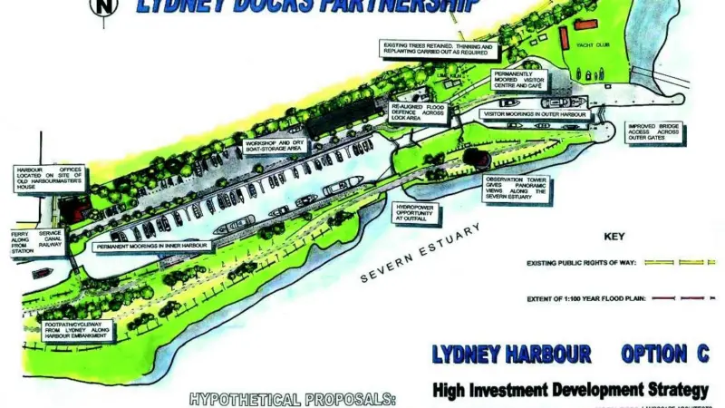 Drawing showing one of the proposed development plans for Lydney docks.