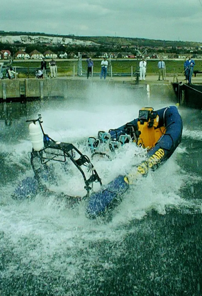 An Arctic 22 RIB undergoes drop testing.