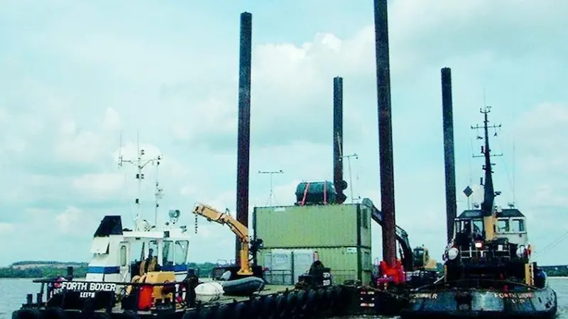 Briggs Marine Contractors three vessels converge above the crash site.
