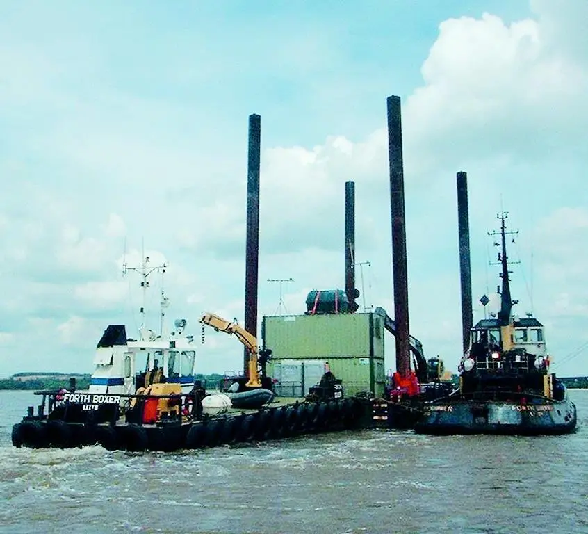 Briggs Marine Contractors three vessels converge above the crash site.