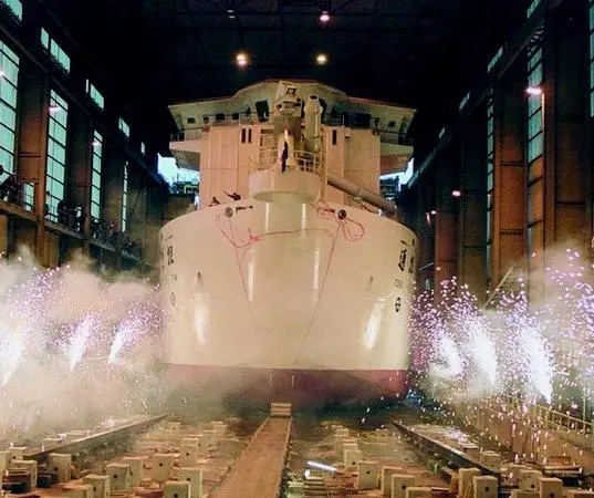 Fireworks add atmosphere to the launch of the Tong Tan.