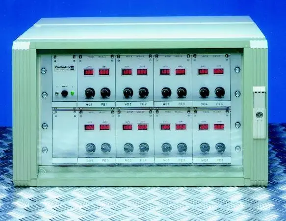 The Cathelco control panel supplies electricity to copper and aluminium anodes.