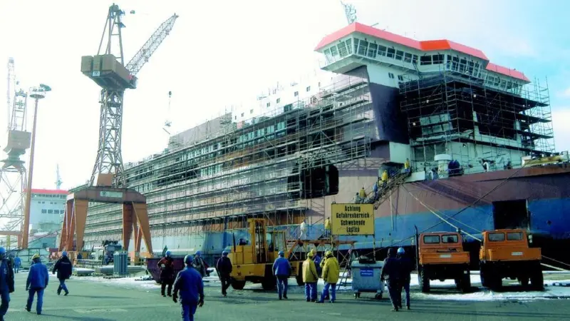Conversion works underway at Lloyd Werft in Bremerhaven.