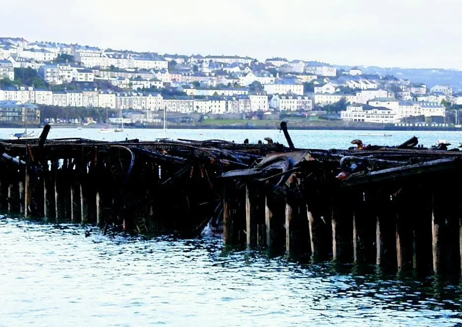 The area of the pier in which the 130 tonne crane collapsed.