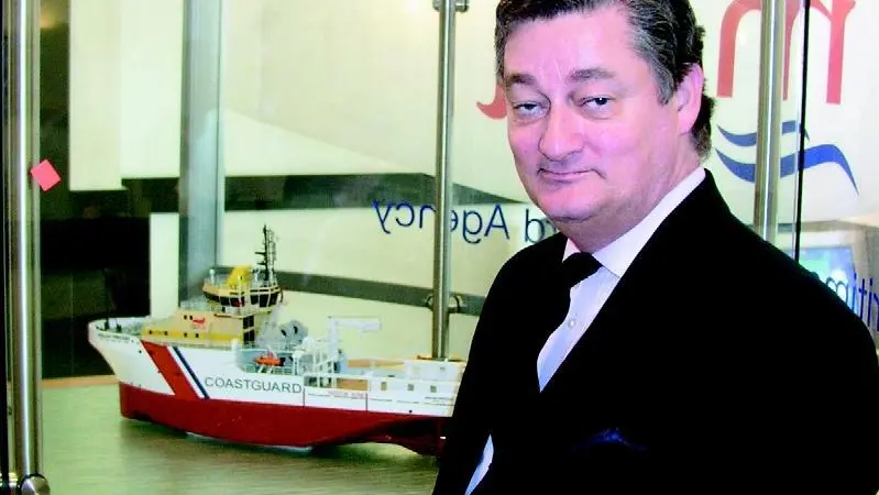 Chief Coastguard John Astbury received the Anglian Princess model from Klyne.