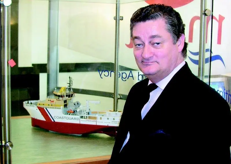 Chief Coastguard John Astbury received the Anglian Princess model from Klyne.