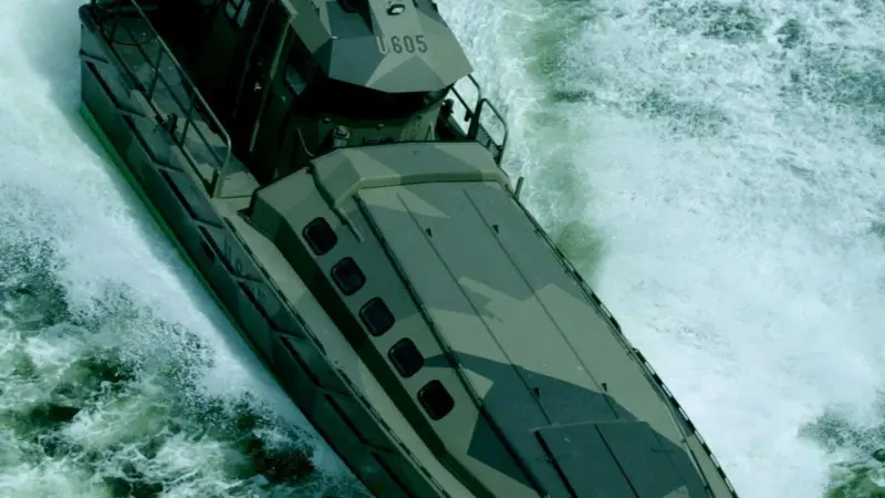 Two Caterpillar 3216 diesels coupled to Kamewa FF375 waterjets will power the 13m Watercat M12 to a top speed of 3 knots.