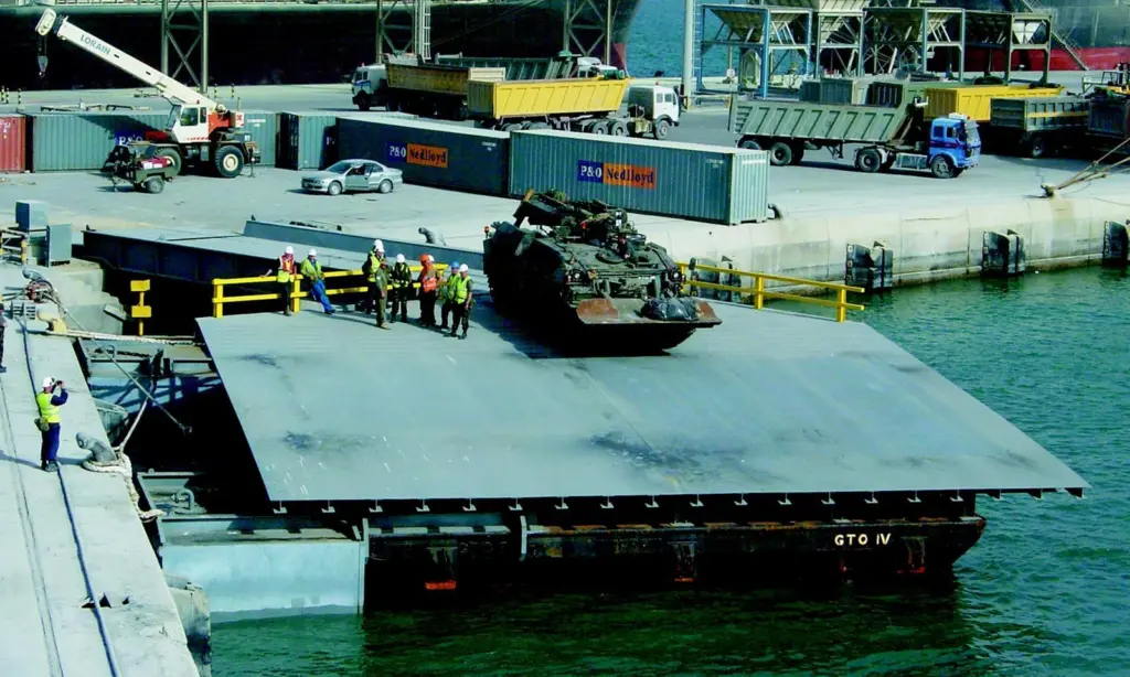 Linkspan with 75 tonne armoured vehicle.