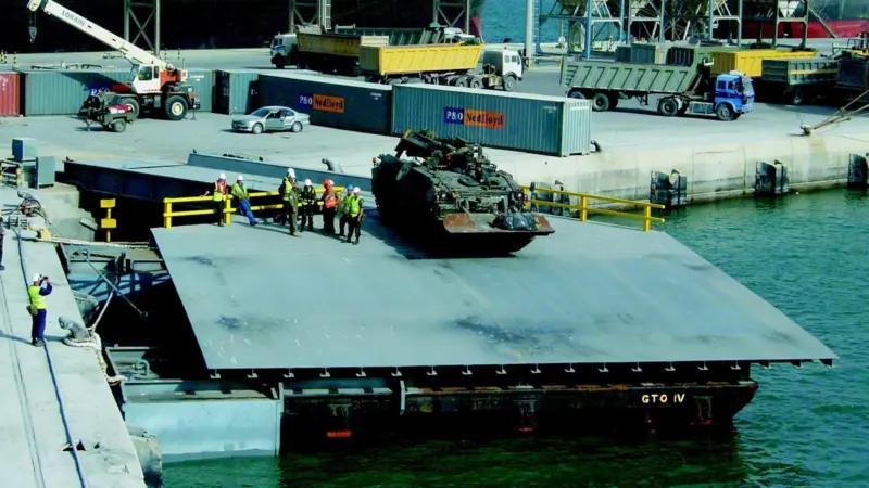 Linkspan with 75 tonne armoured vehicle.