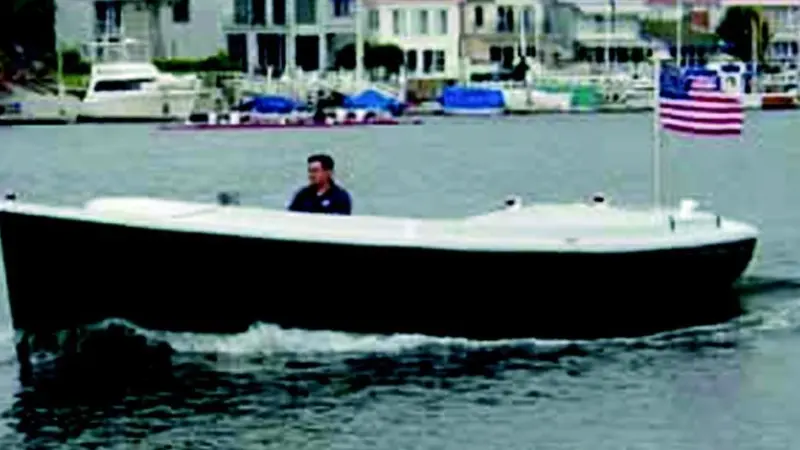 The hydrogen fuel cell powered water taxi underway in California.