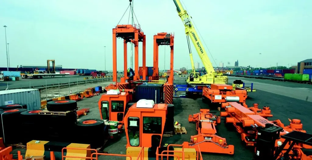 Assembly work underway on the Port of Liverpools new straddle carriers.