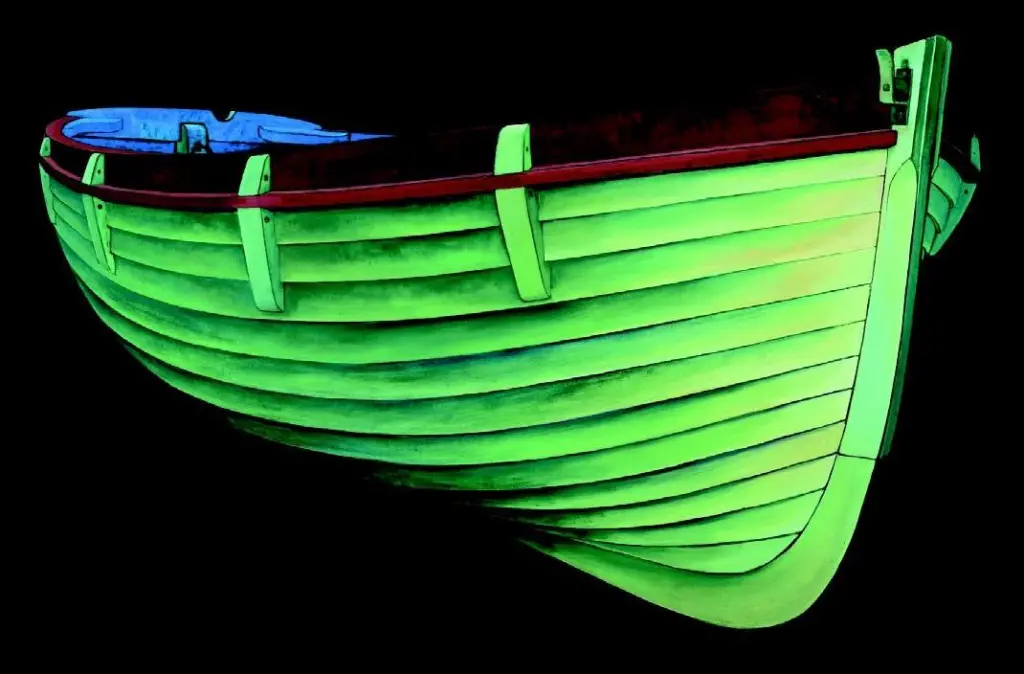 Grey Boat, an oil on linen painting by James Dodds.