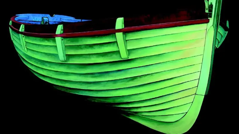 Grey Boat, an oil on linen painting by James Dodds.