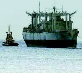 Ghost ship towed from America.