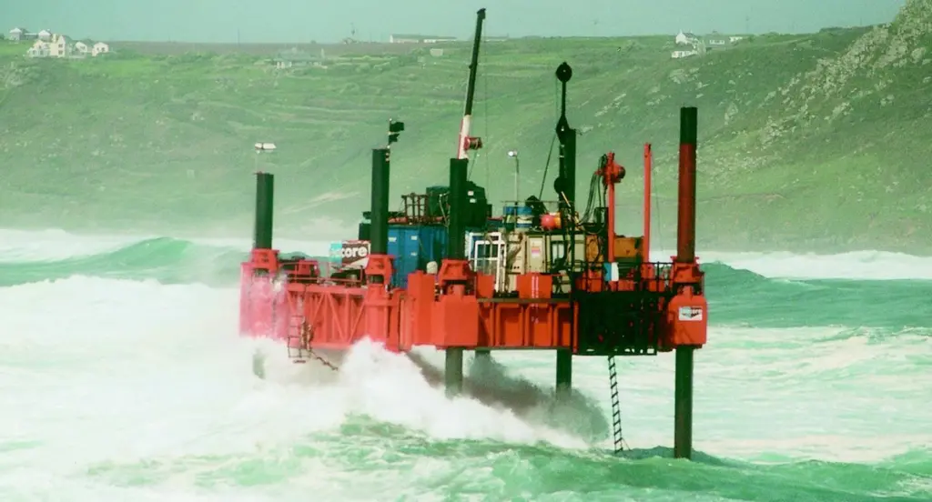 A Seacore Seawalker is seen working on the lifeboat station at Sennen Cove UK in conditions similar to those on the west coast of Africa.