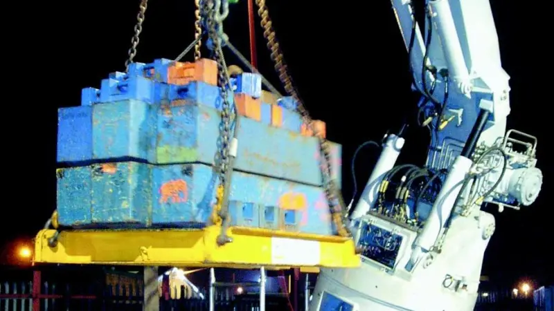 Houlder conducts a load test on one of the cranes for HMS Dumberton Castle.