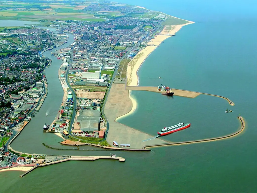 East Port Great Yarmouth hopes top obtain permission to go ahead with construction of the new harbour - shown here - later this year. Picture © Mike Page and EastPort 2002.